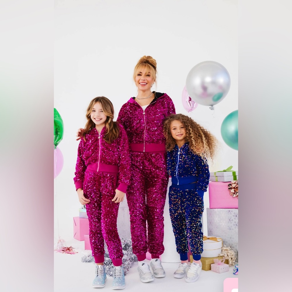 Lola & the Boys Ladies Magic Hot Pink Sequin Set